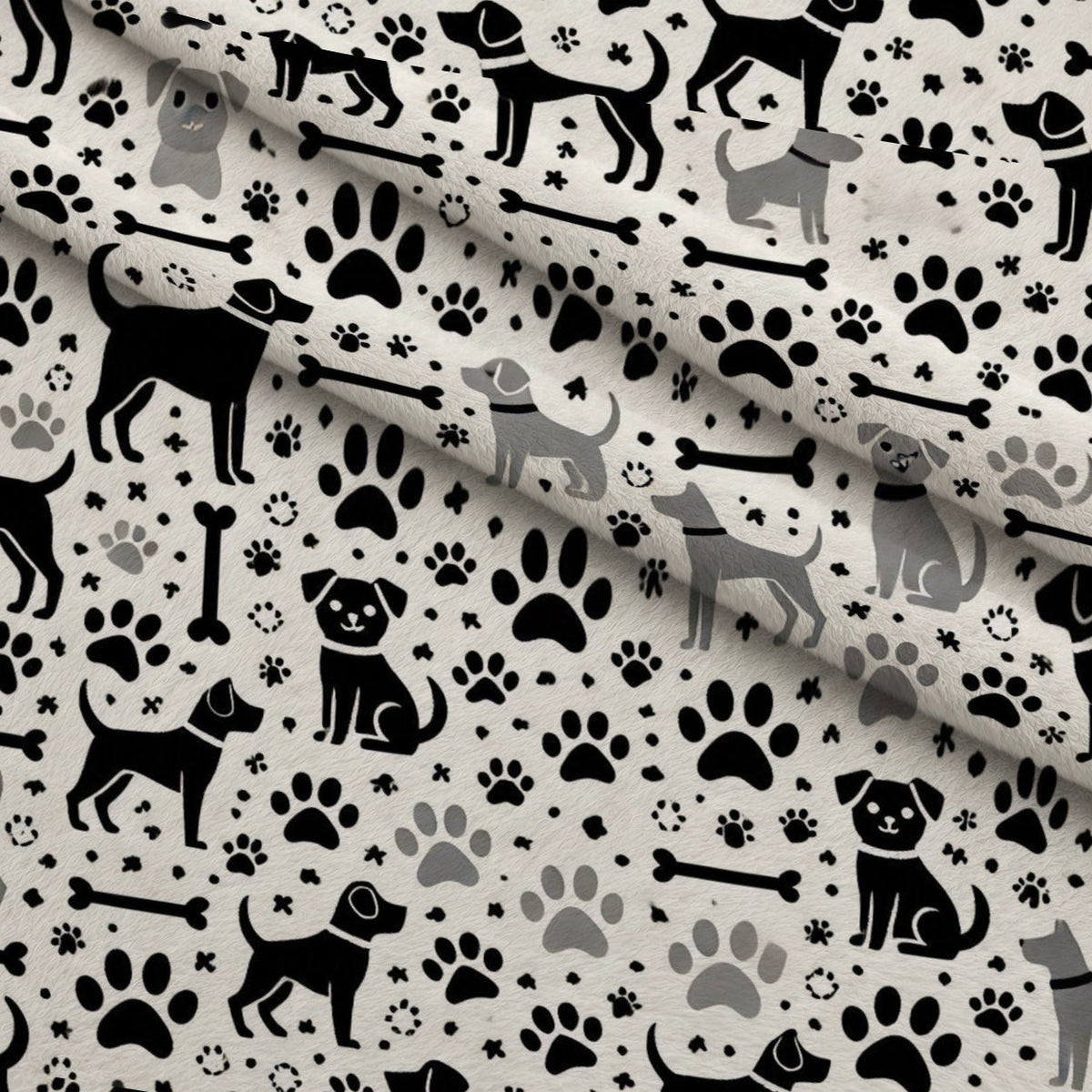 Cubist Canines Pattern 20 Fleece Fabric — fleece fabric folded close-up preview (mv-fleece-v1:lying)