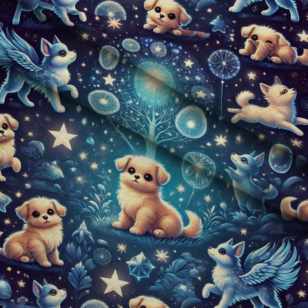 Cubist Canines Pattern 21 Fleece Fabric — fleece fabric folded close-up preview (mv-fleece-v1:lying)