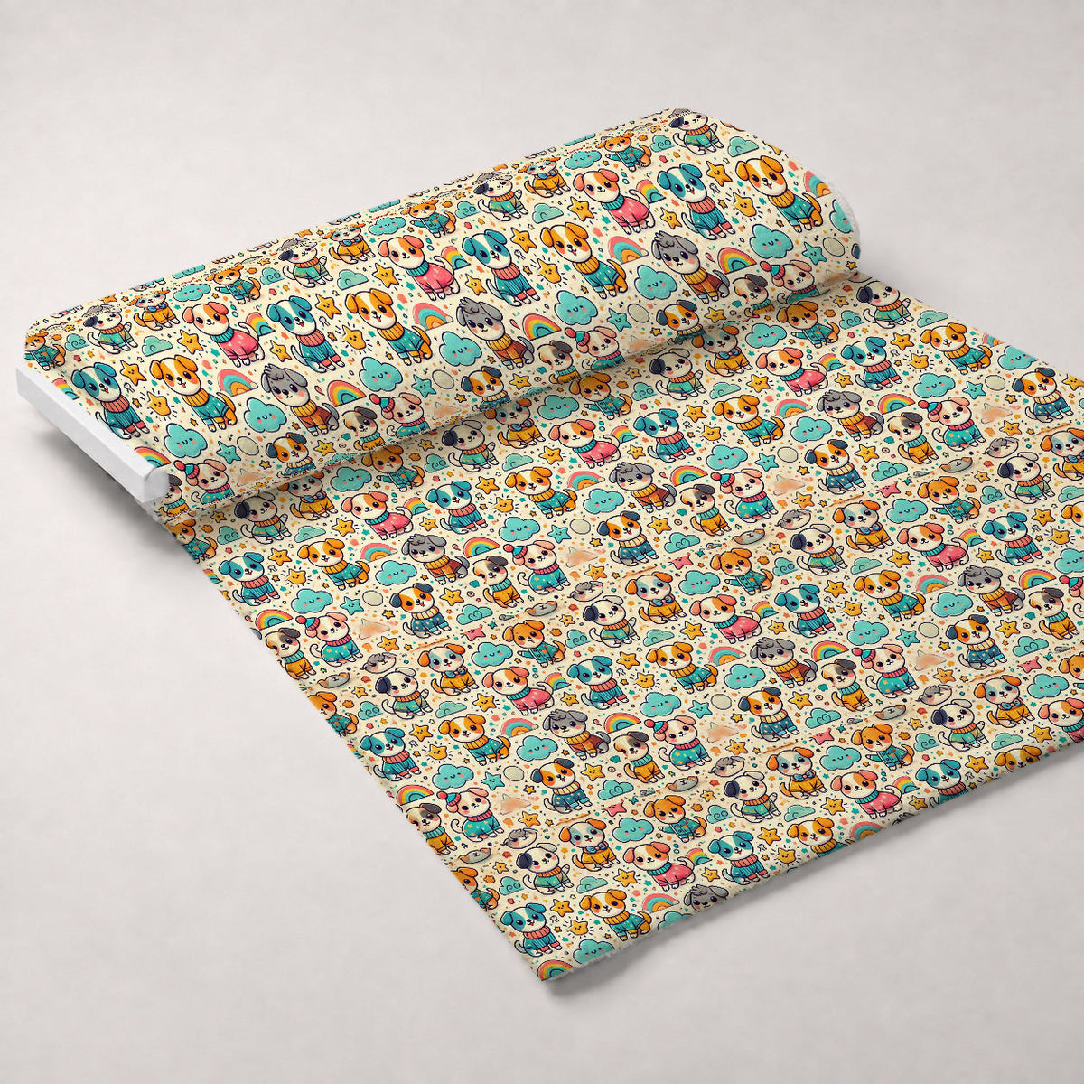 Cubist Canines Pattern 22 Fleece Fabric — fleece fabric unrolled bolt preview (mv-fleece-v1:bolt)