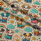 Cubist Canines Pattern 22 Fleece Fabric — fleece fabric folded close-up preview (mv-fleece-v1:lying)