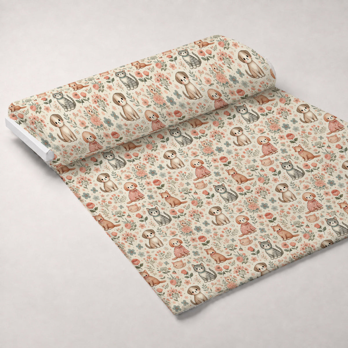 Cubist Canines Pattern 25 Fleece Fabric — fleece fabric unrolled bolt preview (mv-fleece-v1:bolt)