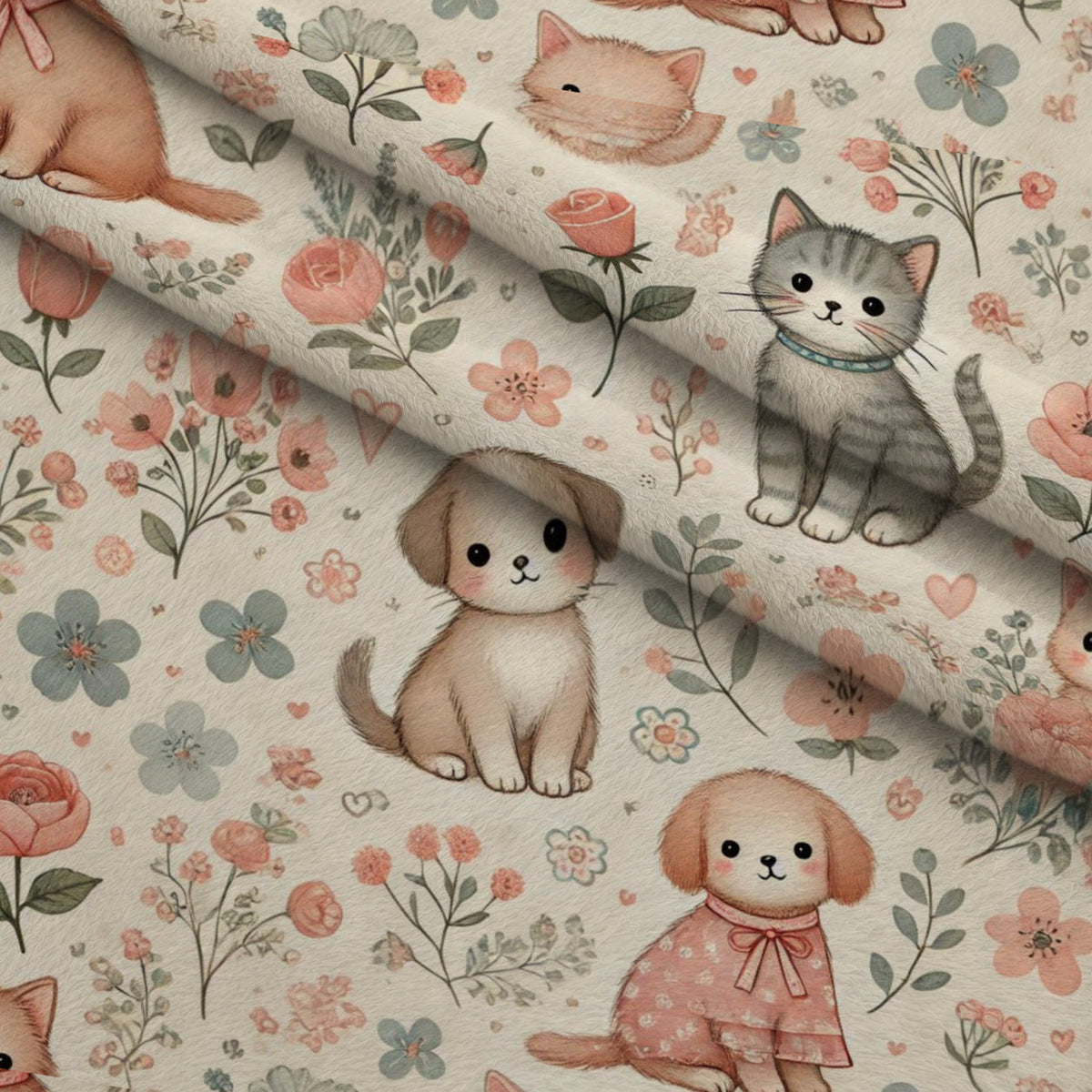 Cubist Canines Pattern 25 Fleece Fabric — fleece fabric folded close-up preview (mv-fleece-v1:lying)