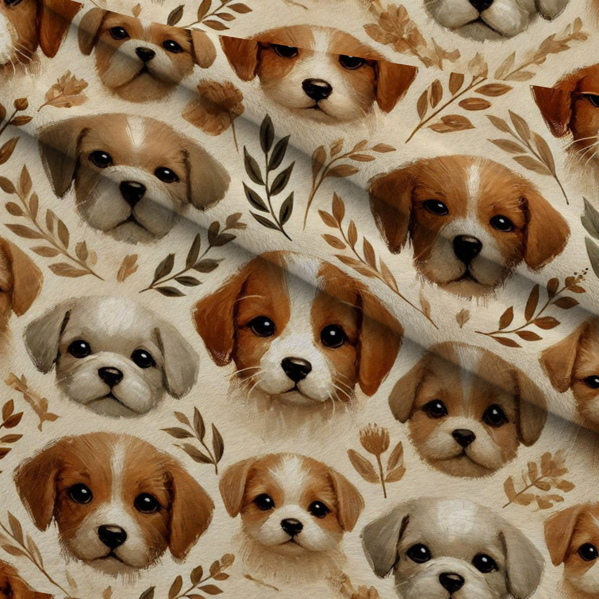 Cubist Canines Pattern 3 Fleece Fabric — fleece fabric folded close-up preview (mv-fleece-v1:lying)