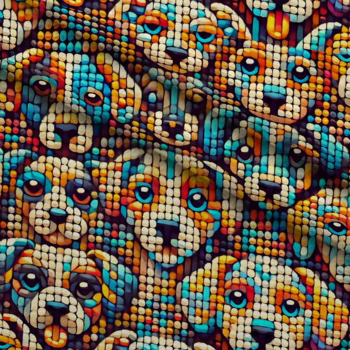 Cubist Canines Pattern 34 Fleece Fabric — fleece fabric folded close-up preview (mv-fleece-v1:lying)