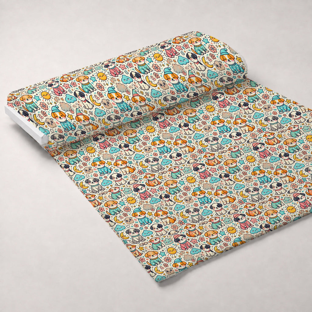 Cubist Canines Pattern 5 Fleece Fabric — fleece fabric unrolled bolt preview (mv-fleece-v1:bolt)