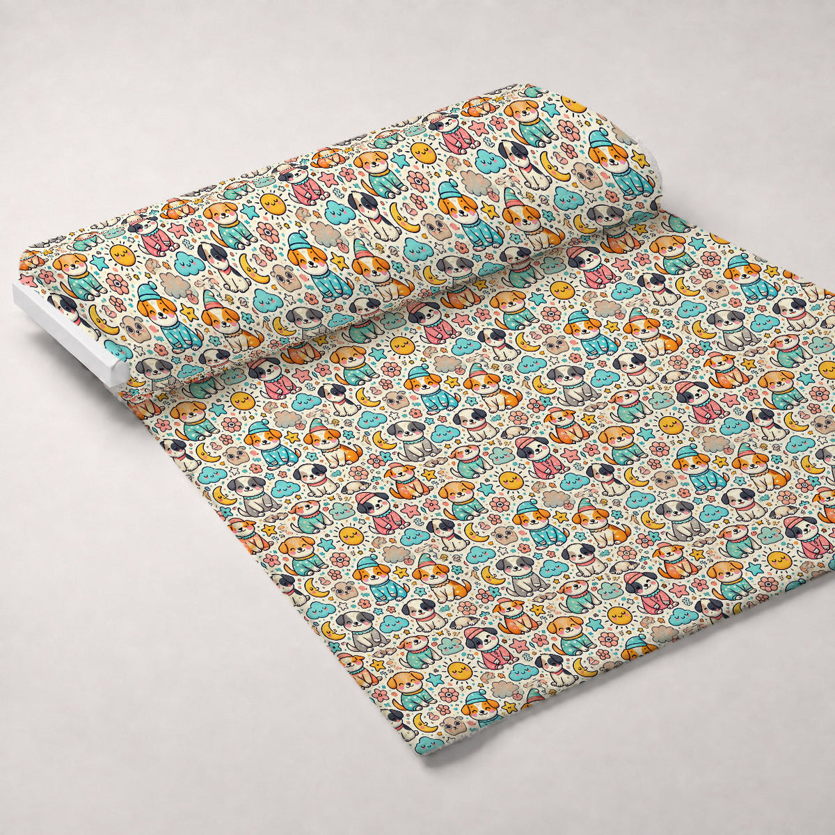 Cubist Canines Pattern 5 Fleece Fabric — fleece fabric unrolled bolt preview (mv-fleece-v1:bolt)