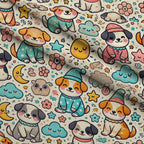 Cubist Canines Pattern 5 Fleece Fabric — fleece fabric folded close-up preview (mv-fleece-v1:lying)