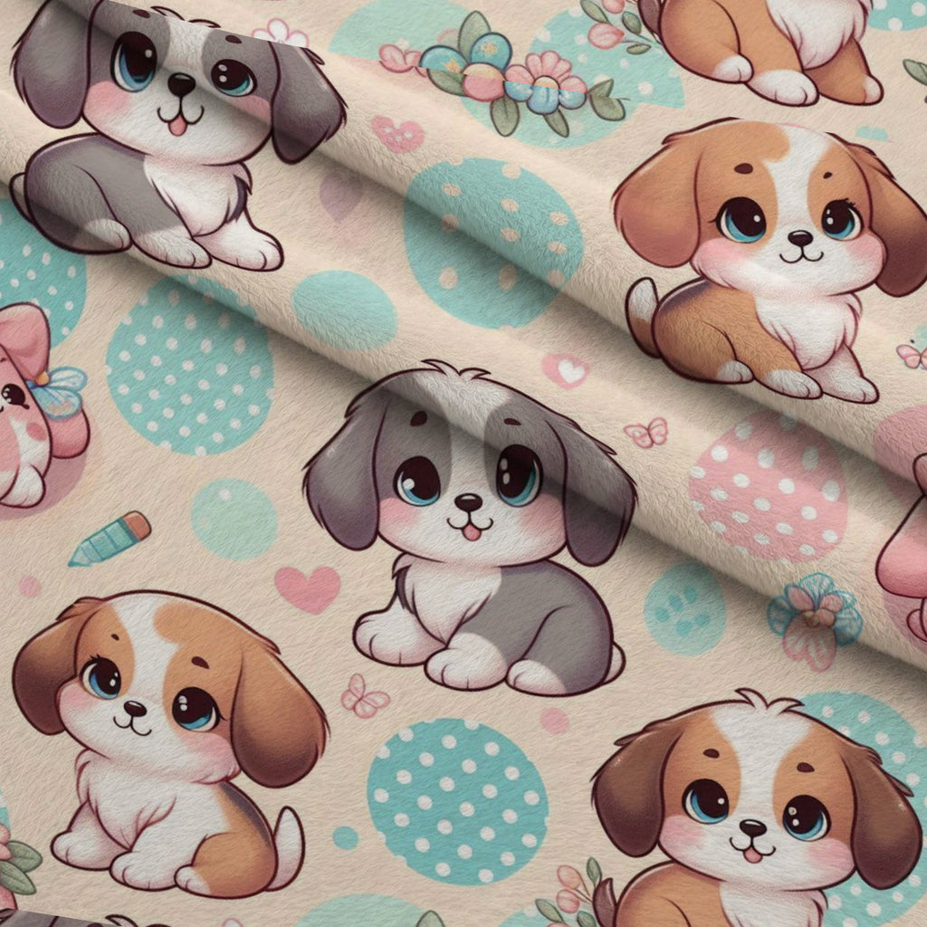 Cubist Canines Pattern 7 Fleece Fabric — fleece fabric folded close-up preview (mv-fleece-v1:lying)