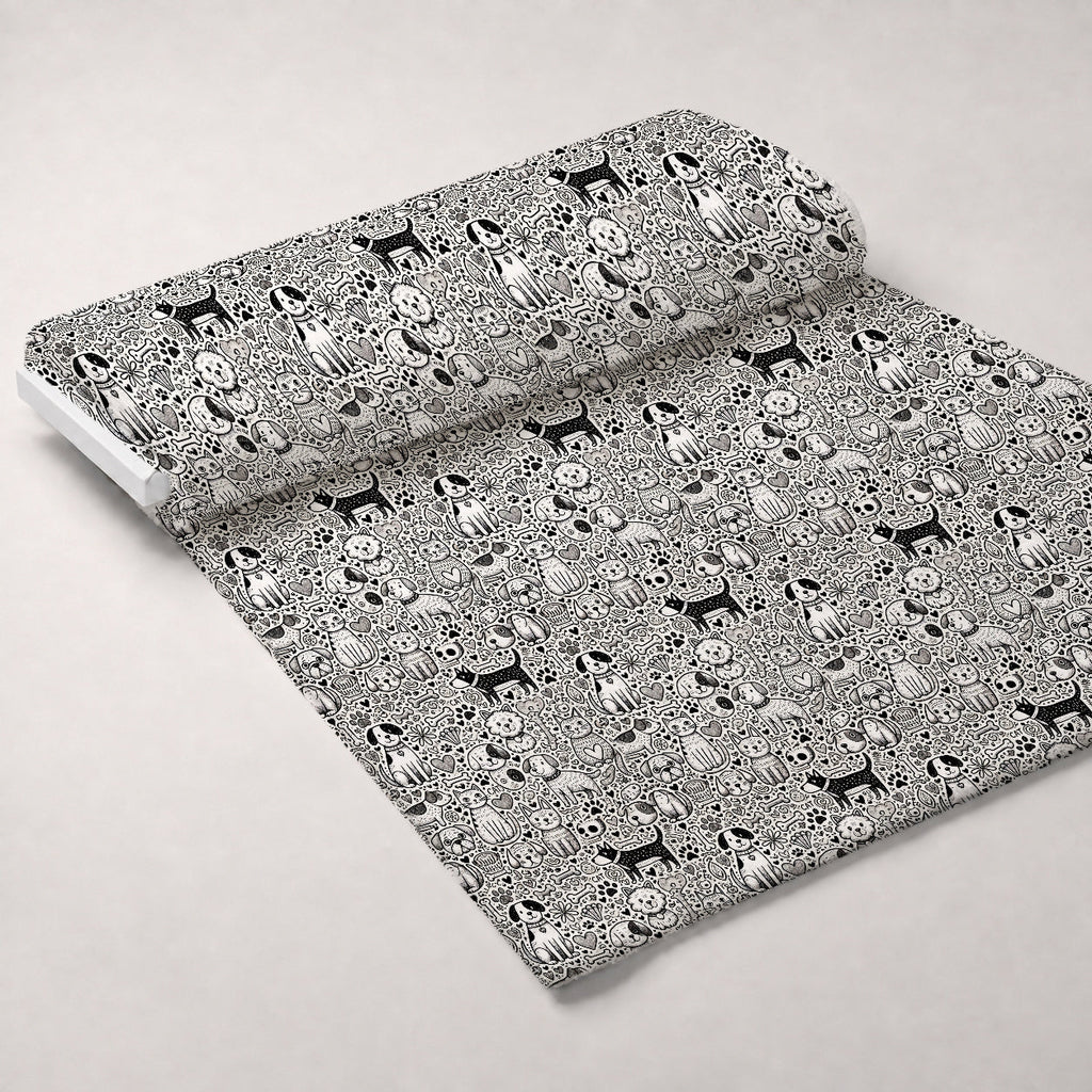 Cubist Canines Pattern 9 Fleece Fabric — fleece fabric unrolled bolt preview (mv-fleece-v1:bolt)