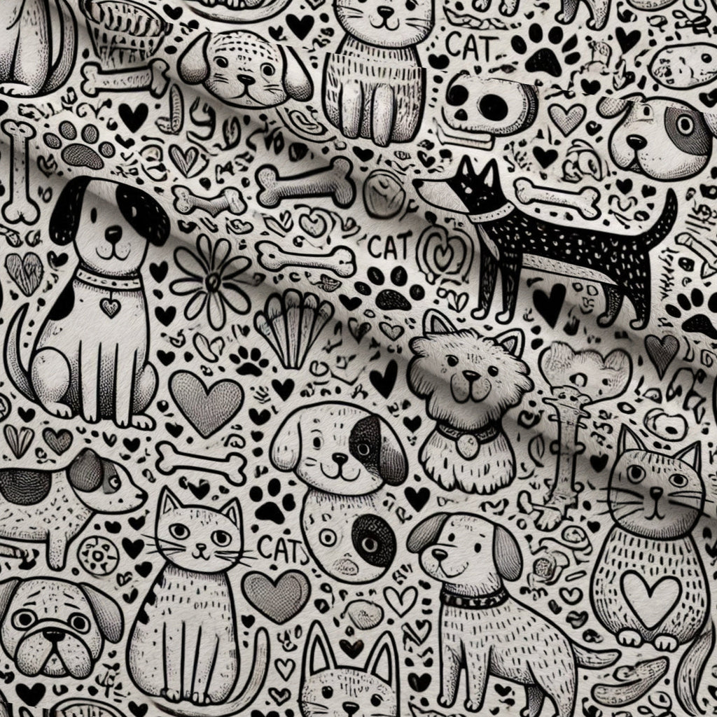 Cubist Canines Pattern 9 Fleece Fabric — fleece fabric folded close-up preview (mv-fleece-v1:lying)