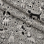 Cubist Canines Pattern 9 Fleece Fabric — fleece fabric folded close-up preview (mv-fleece-v1:lying)