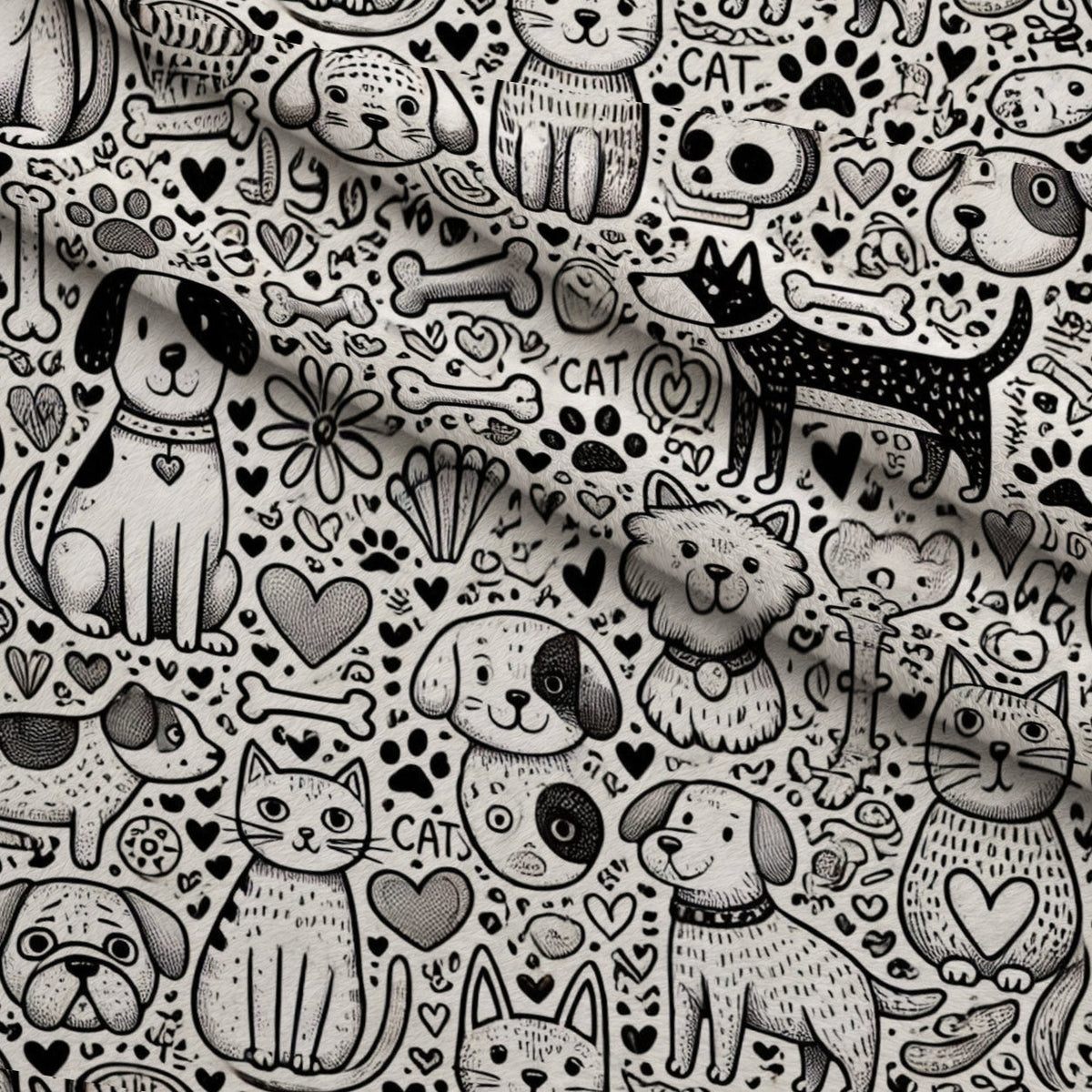 Cubist Canines Pattern 9 Fleece Fabric — fleece fabric folded close-up preview (mv-fleece-v1:lying)