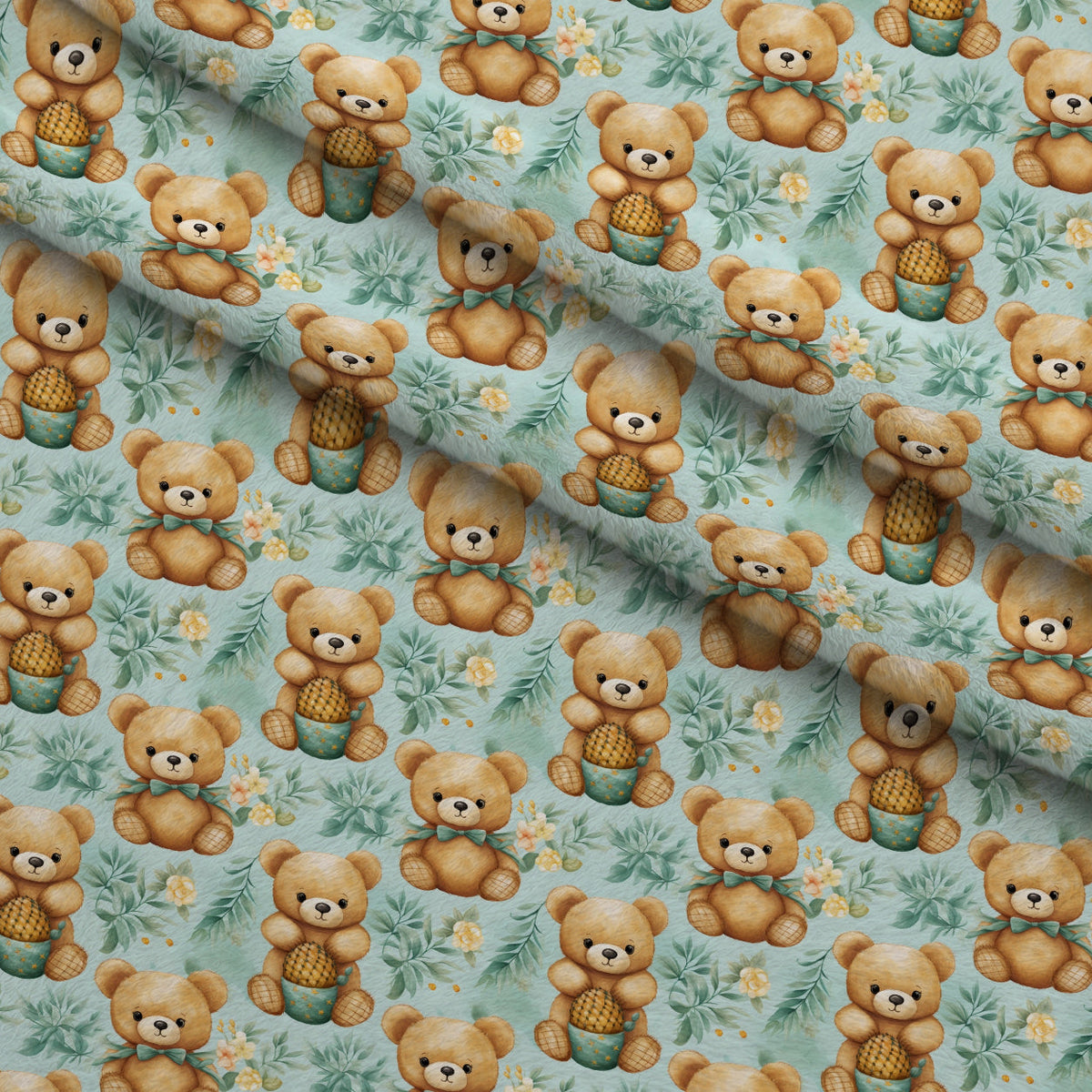 Cuddly Cubs Pattern 10 Fleece Fabric — fleece fabric folded close-up preview (mv-fleece-v1:lying)