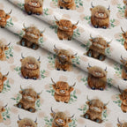 Cute Baby Highland Cows Fleece Fabric — fleece fabric folded close-up preview (mv-fleece-v1:lying)