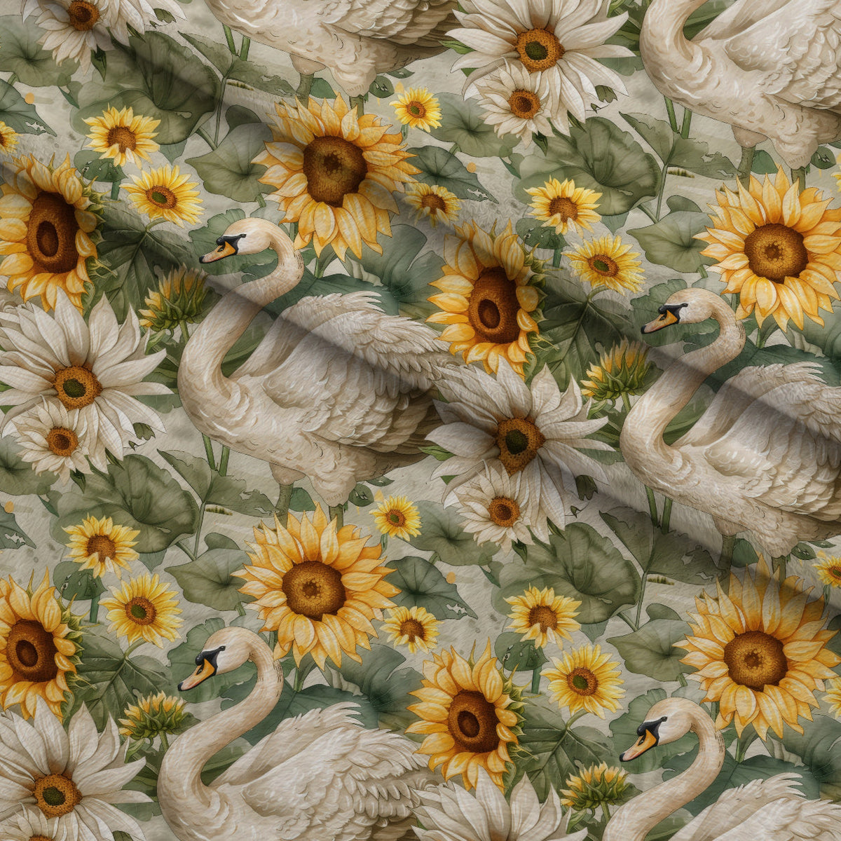 Cygnet Blooms Pattern 1 Fleece Fabric — fleece fabric folded close-up preview (mv-fleece-v1:lying)