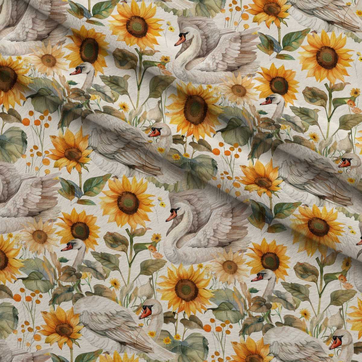 Cygnet Blooms Pattern 2 Fleece Fabric — fleece fabric folded close-up preview (mv-fleece-v1:lying)