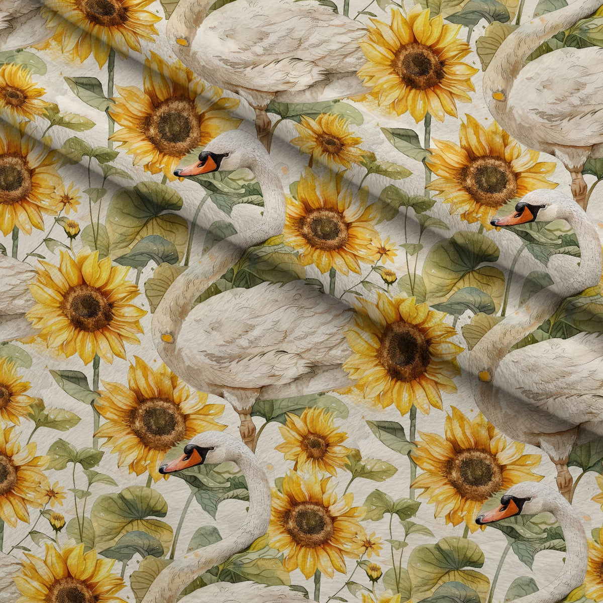 Cygnet Blooms Pattern 4 Fleece Fabric — fleece fabric folded close-up preview (mv-fleece-v1:lying)