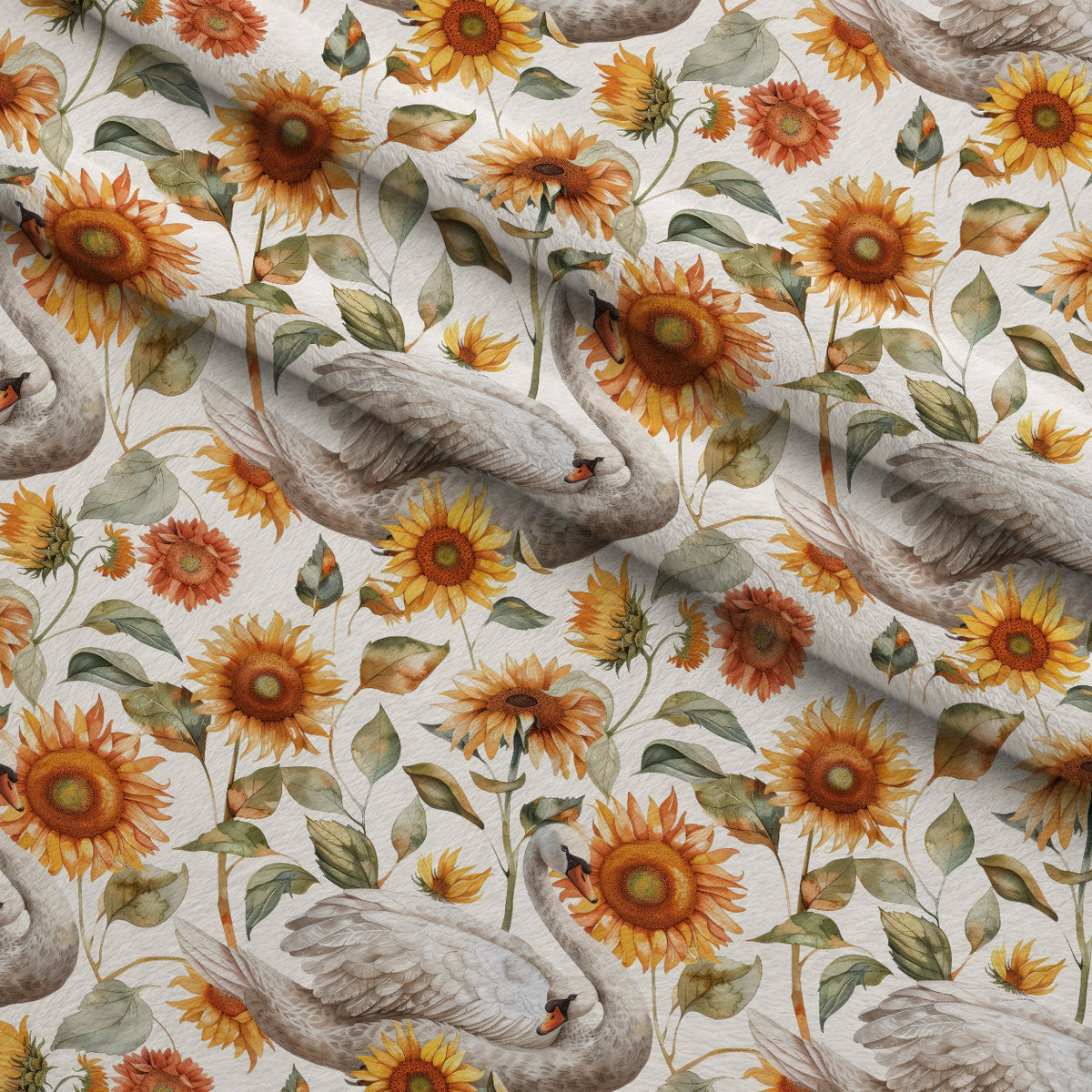 Cygnet Blooms Pattern 5 Fleece Fabric — fleece fabric folded close-up preview (mv-fleece-v1:lying)