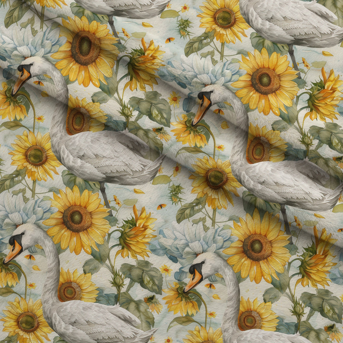 Cygnet Blooms Pattern 8 Fleece Fabric — fleece fabric folded close-up preview (mv-fleece-v1:lying)