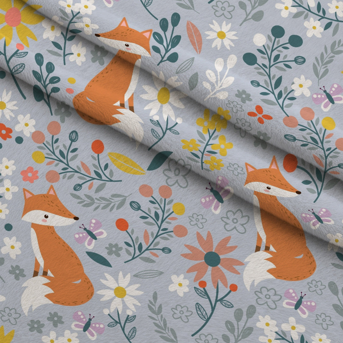 Daisy Den Pattern 1 Fleece Fabric — fleece fabric folded close-up preview (mv-fleece-v1:lying)
