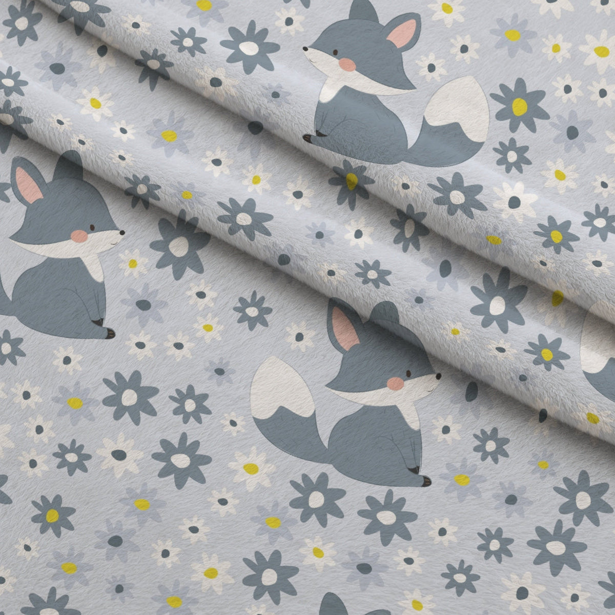 Daisy Den Pattern 2 Fleece Fabric — fleece fabric folded close-up preview (mv-fleece-v1:lying)