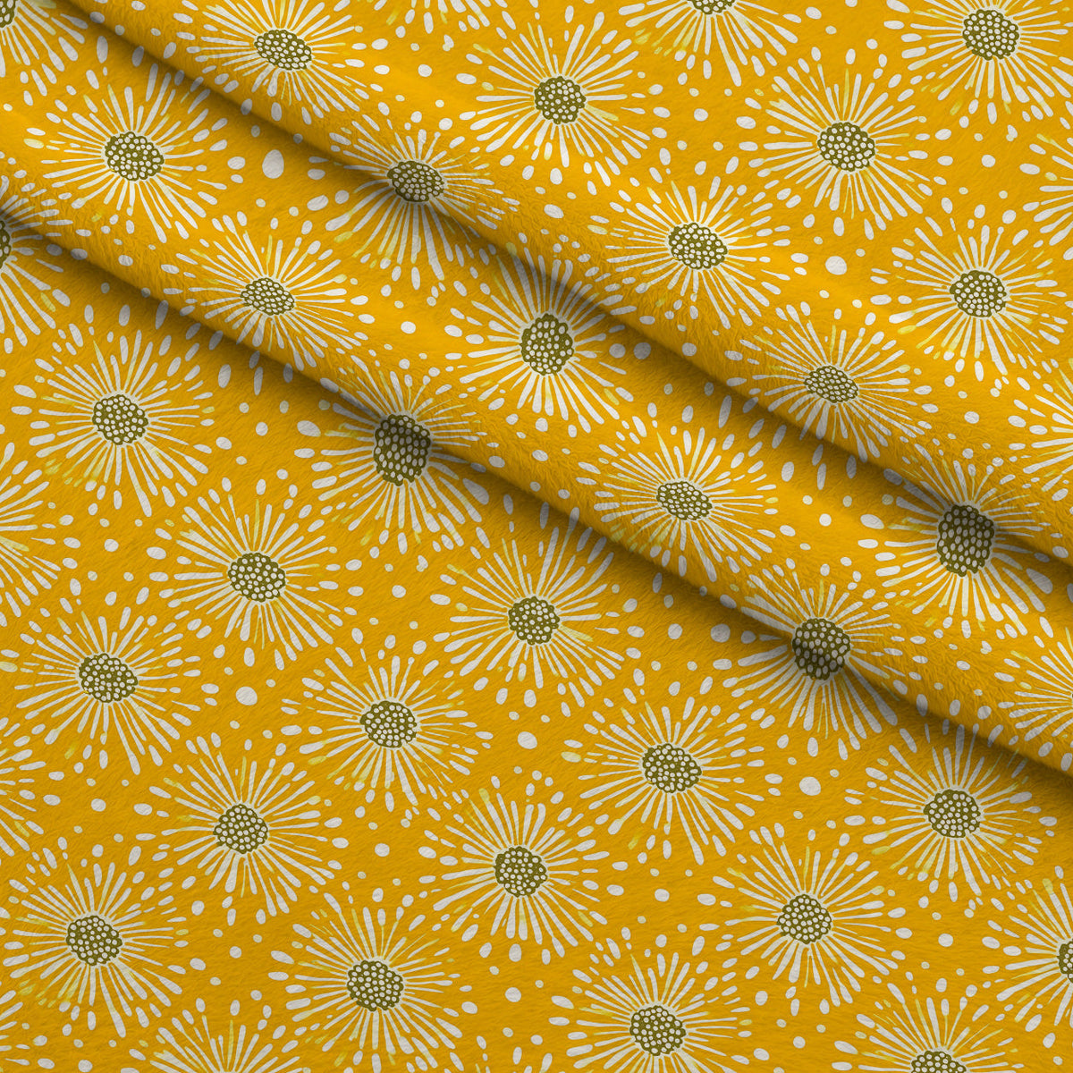 Dandelion Sparklers Pattern 1 Fleece Fabric — fleece fabric folded close-up preview (mv-fleece-v1:lying)