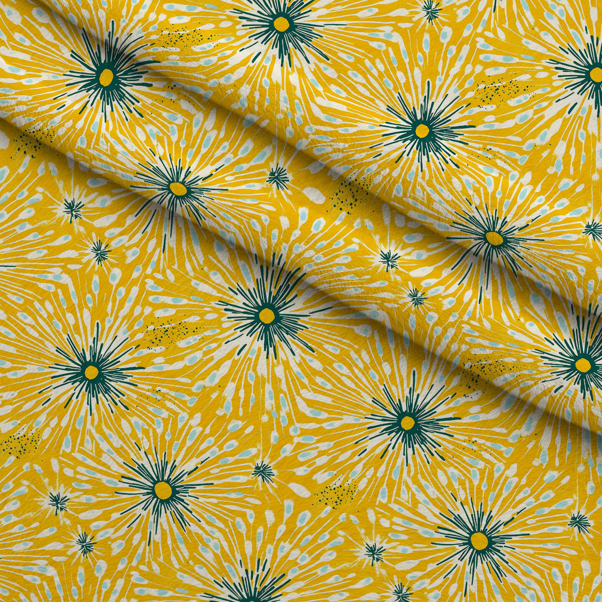 Dandelion Sparklers Pattern 10 Fleece Fabric — fleece fabric folded close-up preview (mv-fleece-v1:lying)