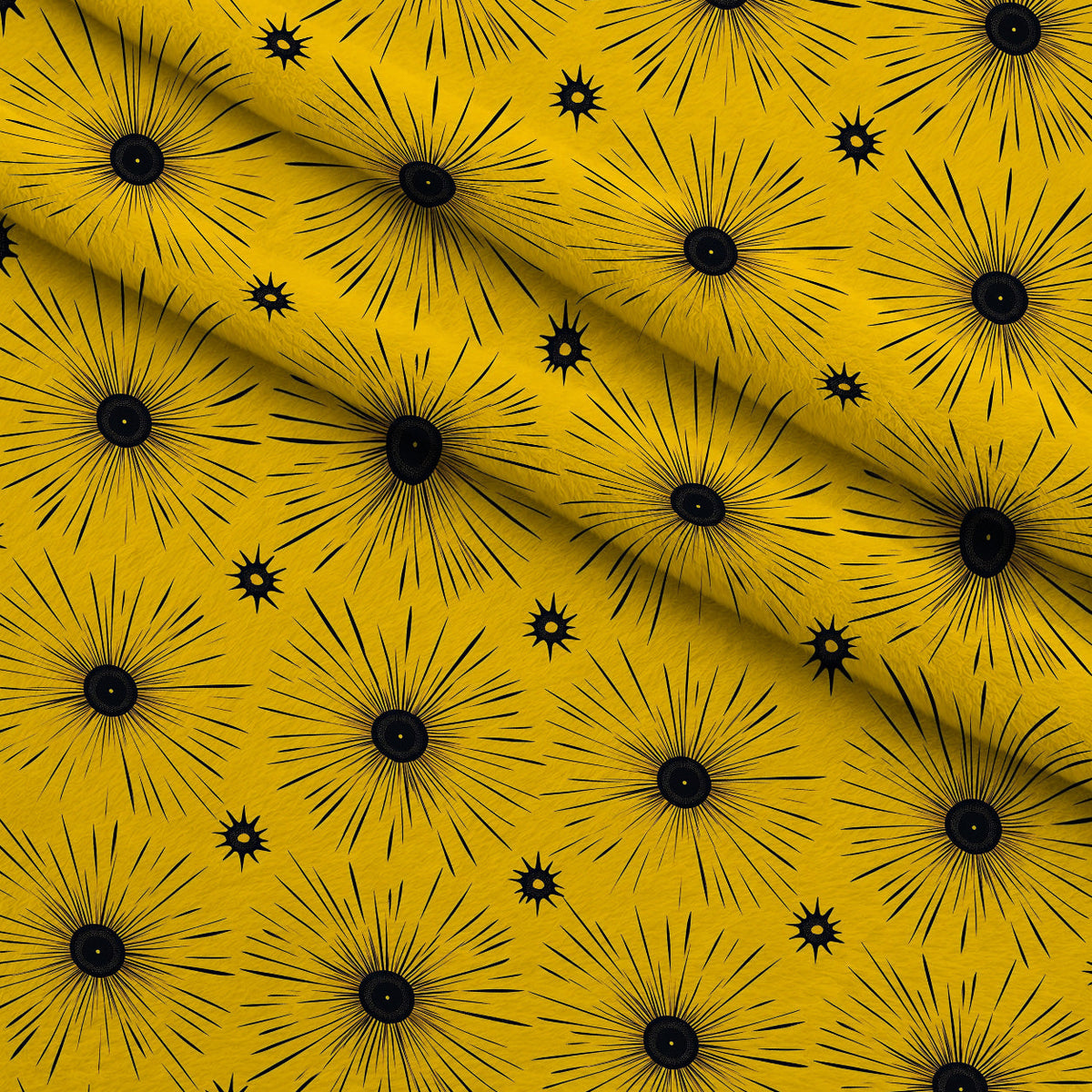 Dandelion Sparklers Pattern 11 Fleece Fabric — fleece fabric folded close-up preview (mv-fleece-v1:lying)