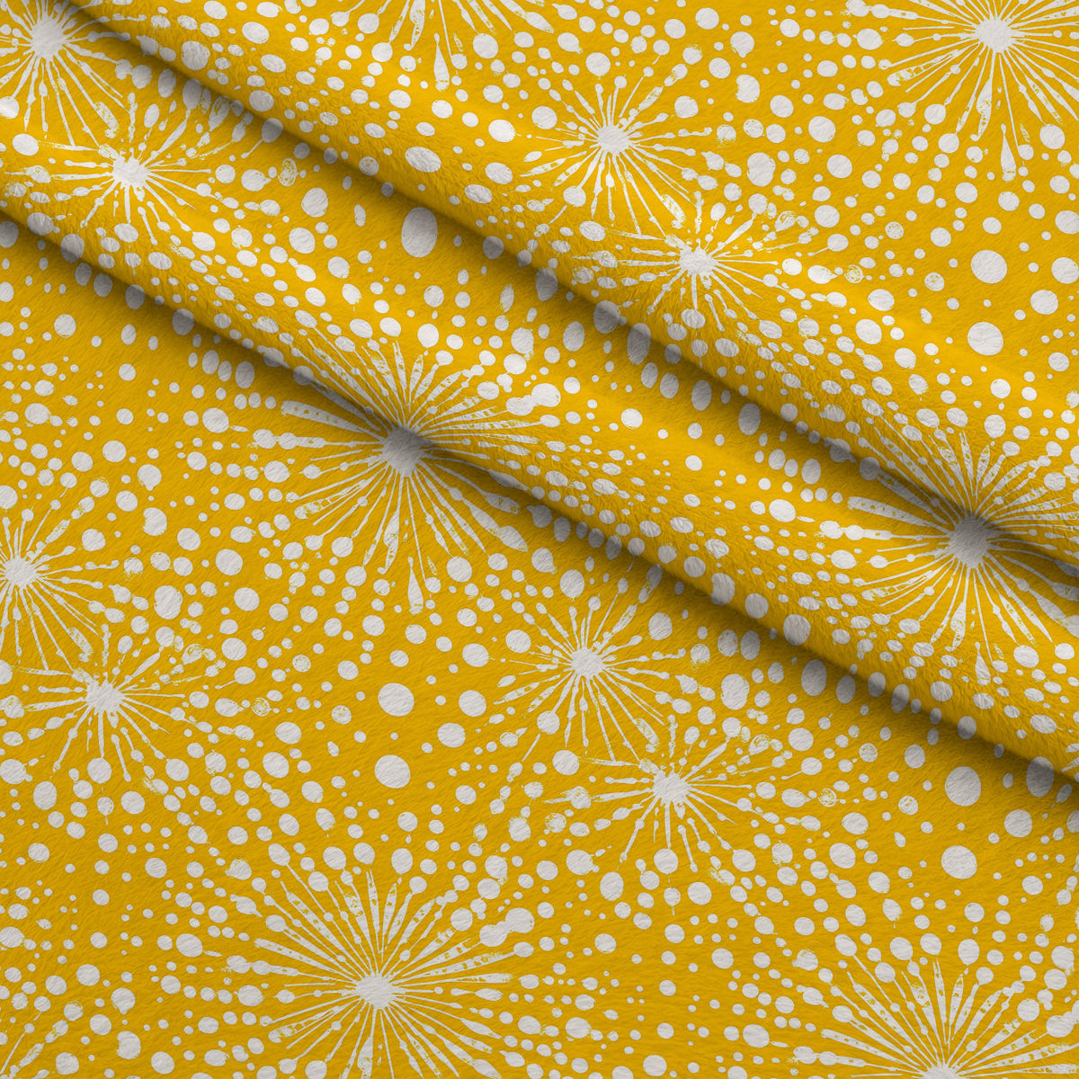 Dandelion Sparklers Pattern 16 Fleece Fabric — fleece fabric folded close-up preview (mv-fleece-v1:lying)