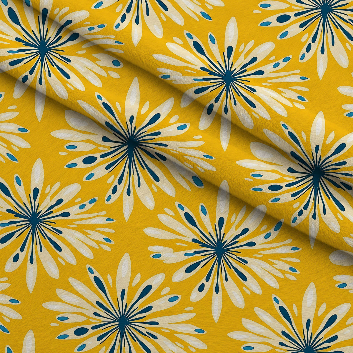 Dandelion Sparklers Pattern 20 Fleece Fabric — fleece fabric folded close-up preview (mv-fleece-v1:lying)