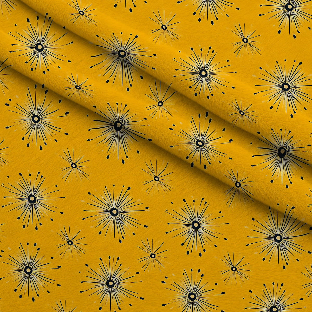 Dandelion Sparklers Pattern 4 Fleece Fabric — fleece fabric folded close-up preview (mv-fleece-v1:lying)