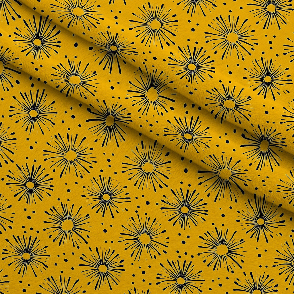 Dandelion Sparklers Pattern 5 Fleece Fabric — fleece fabric folded close-up preview (mv-fleece-v1:lying)