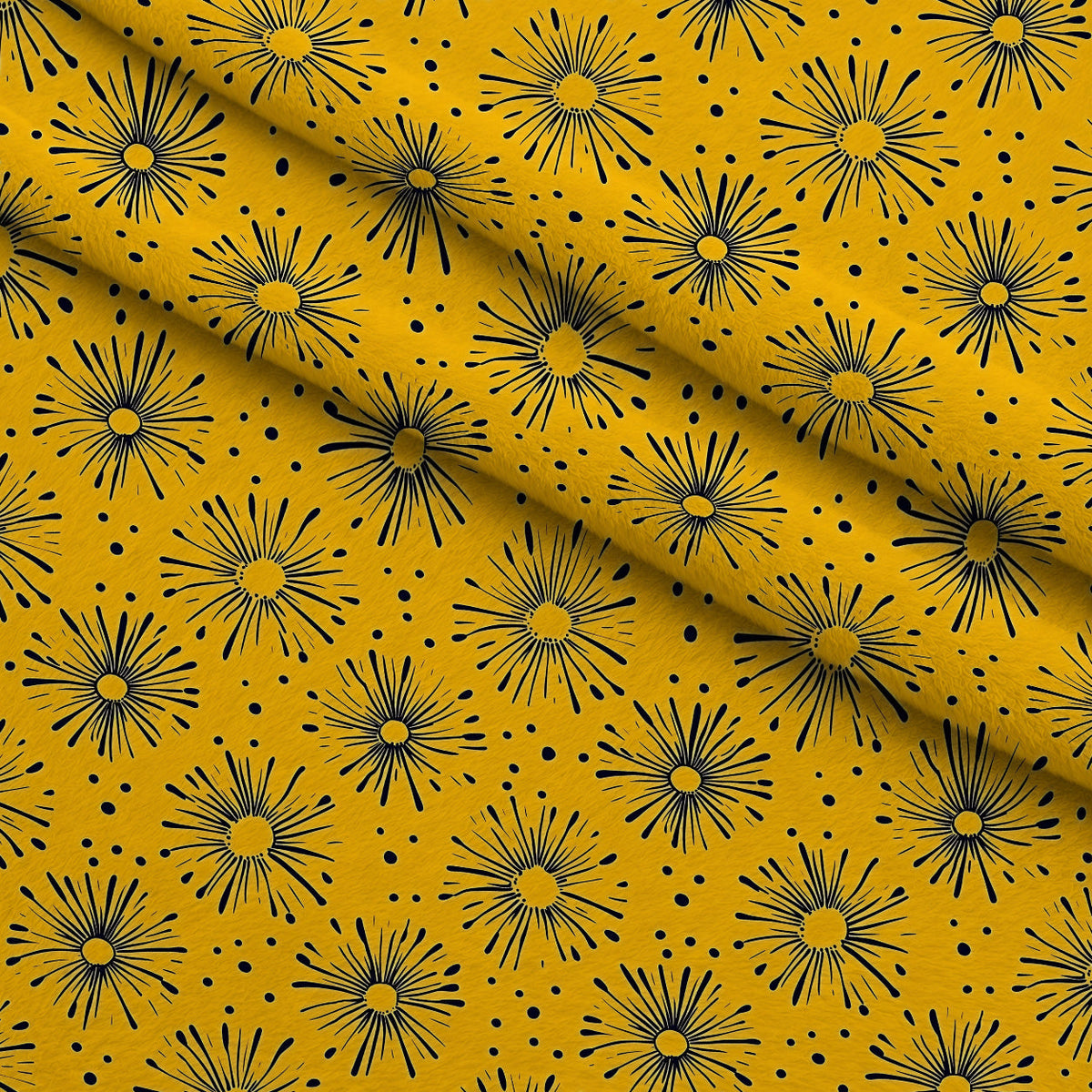 Dandelion Sparklers Pattern 5 Fleece Fabric — fleece fabric folded close-up preview (mv-fleece-v1:lying)