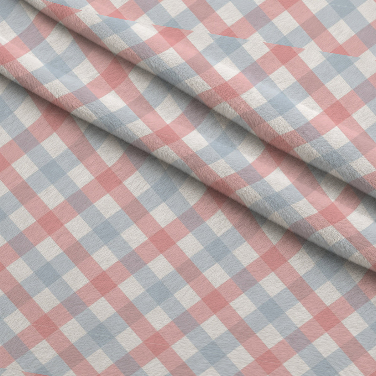 Diagonal Gingham Spindle on Peach Puff Fleece Fabric — fleece fabric folded close-up preview (mv-fleece-v1:lying)