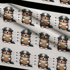 Doggie Mugshots Australian Shepherd Pattern Fleece Fabric — fleece fabric folded close-up preview (mv-fleece-v1:lying)