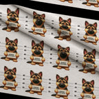 Doggie Mugshots German Shepherd Pattern Fleece Fabric — fleece fabric folded close-up preview (mv-fleece-v1:lying)