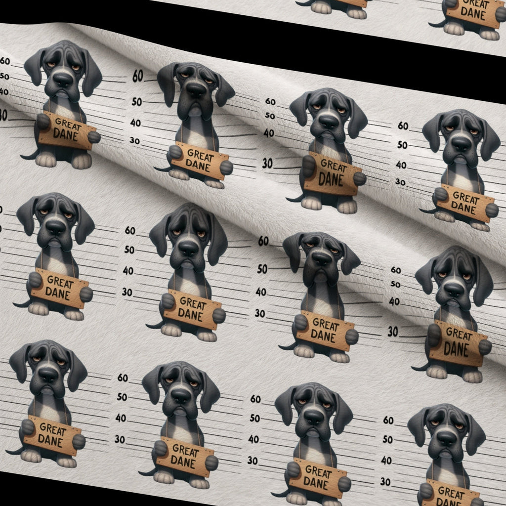 Doggie Mugshots Great Dane Pattern Fleece Fabric — fleece fabric folded close-up preview (mv-fleece-v1:lying)