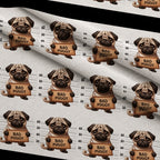Doggie Mugshots Pug Pattern Fleece Fabric — fleece fabric folded close-up preview (mv-fleece-v1:lying)