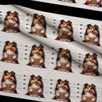 Doggie Mugshots Shetland Sheepdog Pattern Fleece Fabric — fleece fabric folded close-up preview (mv-fleece-v1:lying)