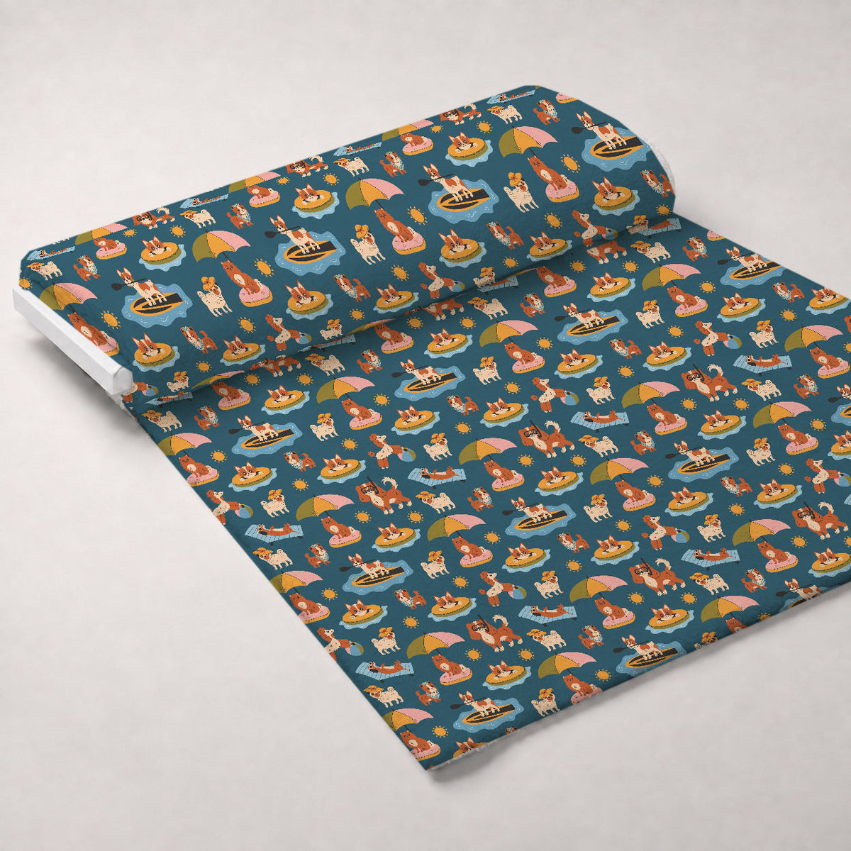 Dogs on the Beach Fleece Fabric — fleece fabric unrolled bolt preview (mv-fleece-v1:bolt)