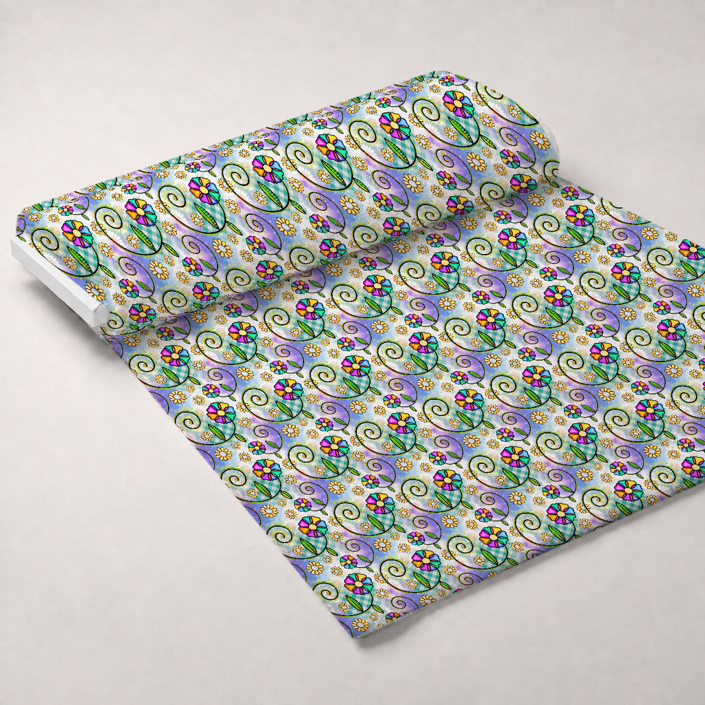 Doodle Blooms Pattern 10 Fleece Fabric — fleece fabric unrolled bolt preview (mv-fleece-v1:bolt)