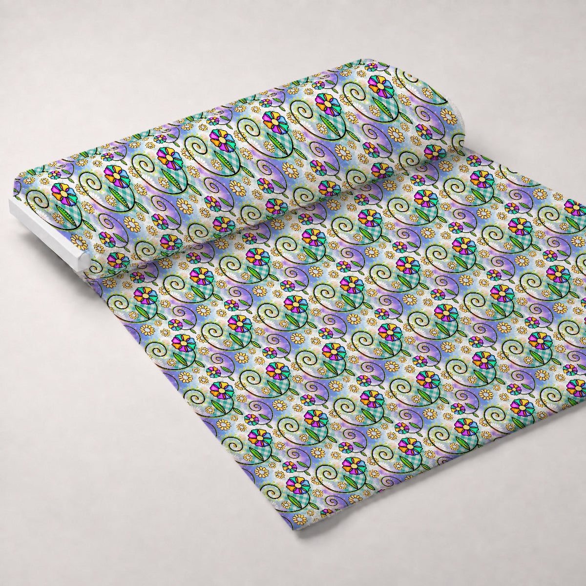 Doodle Blooms Pattern 10 Fleece Fabric — fleece fabric unrolled bolt preview (mv-fleece-v1:bolt)