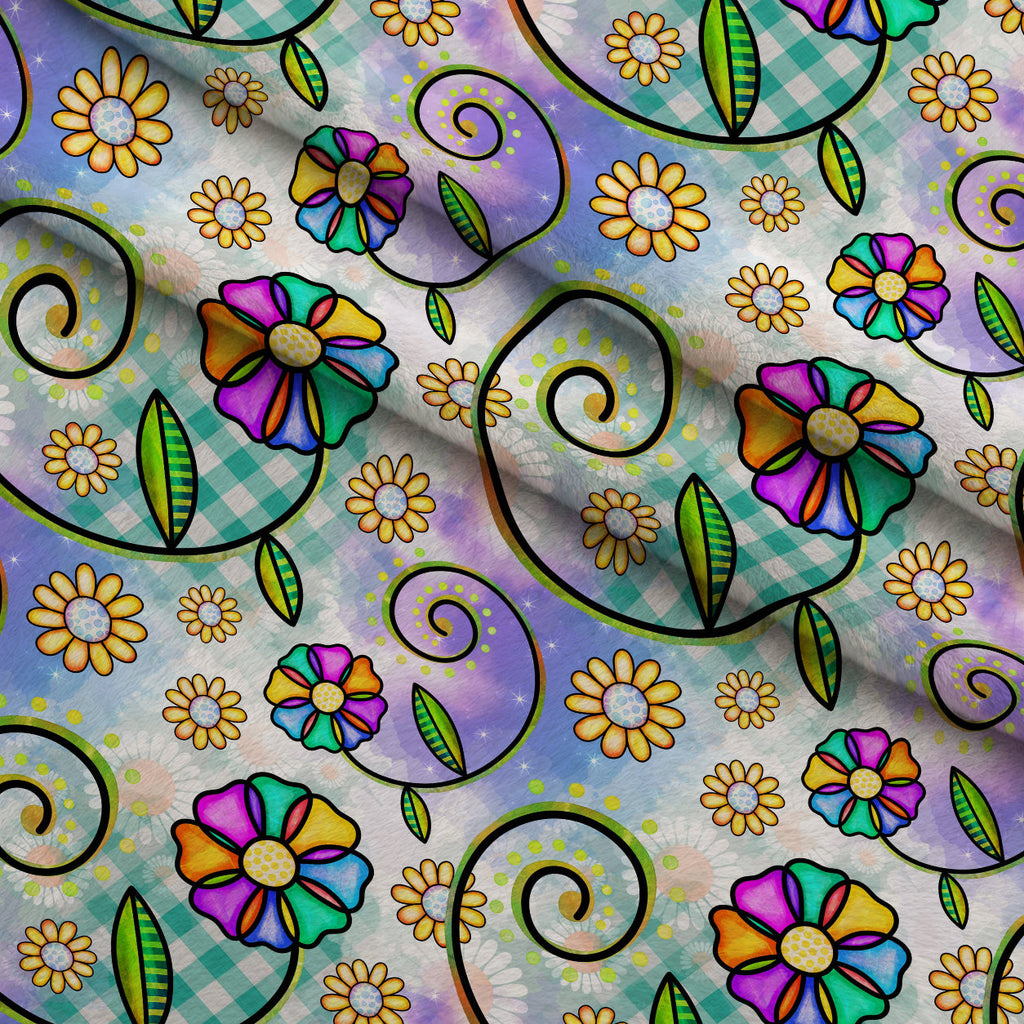 Doodle Blooms Pattern 10 Fleece Fabric — fleece fabric folded close-up preview (mv-fleece-v1:lying)