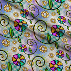 Doodle Blooms Pattern 10 Fleece Fabric — fleece fabric folded close-up preview (mv-fleece-v1:lying)