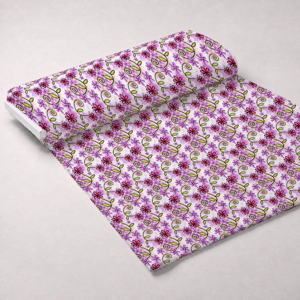 Doodle Blooms Pattern 4 Fleece Fabric — fleece fabric unrolled bolt preview (mv-fleece-v1:bolt)
