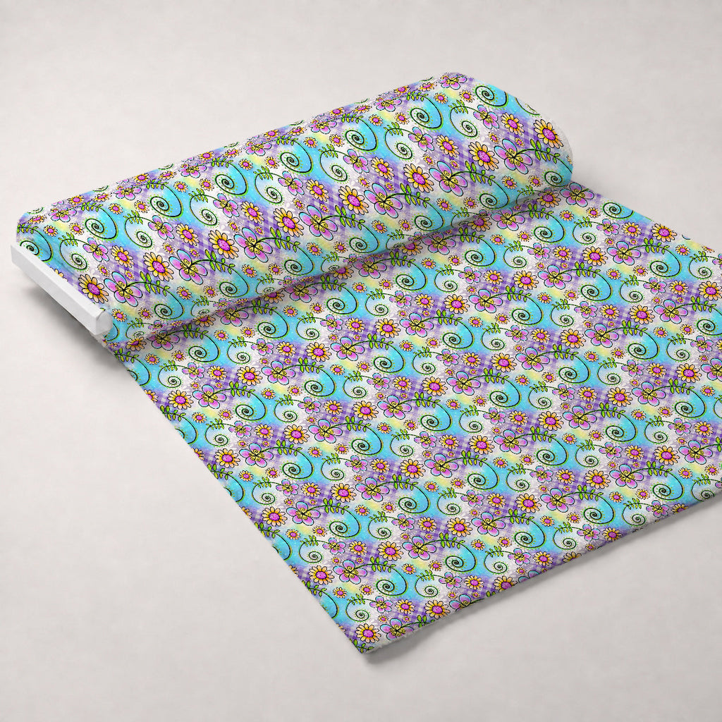 Doodle Blooms Pattern 9 Fleece Fabric — fleece fabric unrolled bolt preview (mv-fleece-v1:bolt)