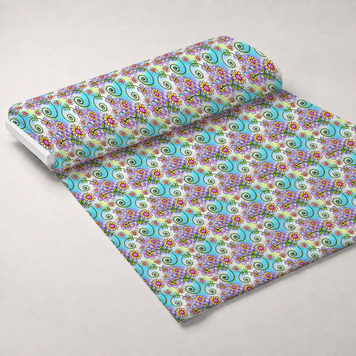 Doodle Blooms Pattern 9 Fleece Fabric — fleece fabric unrolled bolt preview (mv-fleece-v1:bolt)