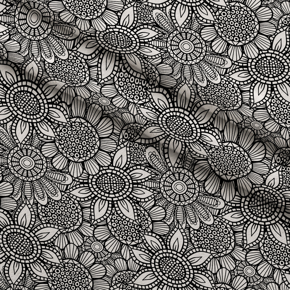 Doodle Garden Pattern 1 Fleece Fabric — fleece fabric folded close-up preview (mv-fleece-v1:lying)