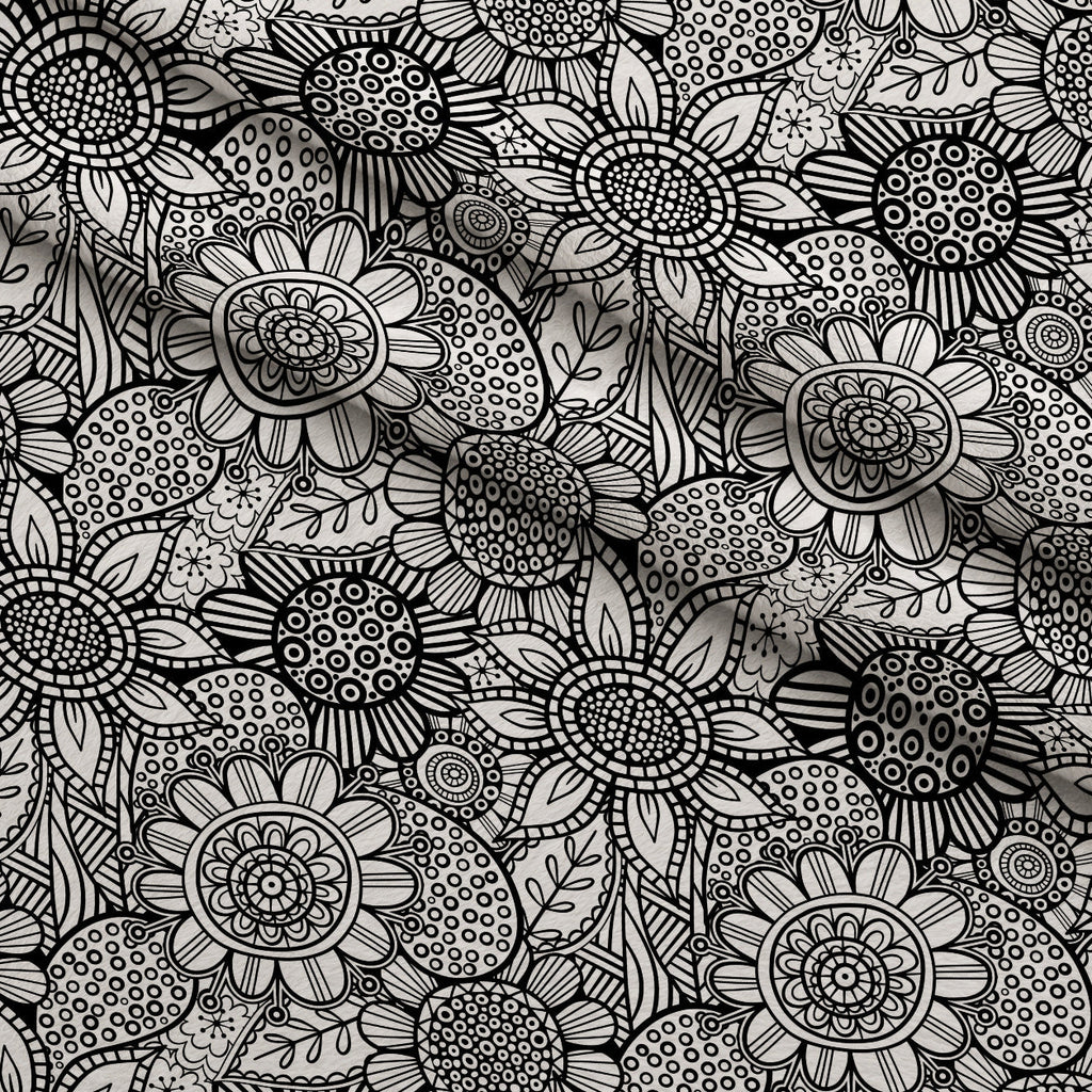 Doodle Garden Pattern 10 Fleece Fabric — fleece fabric folded close-up preview (mv-fleece-v1:lying)