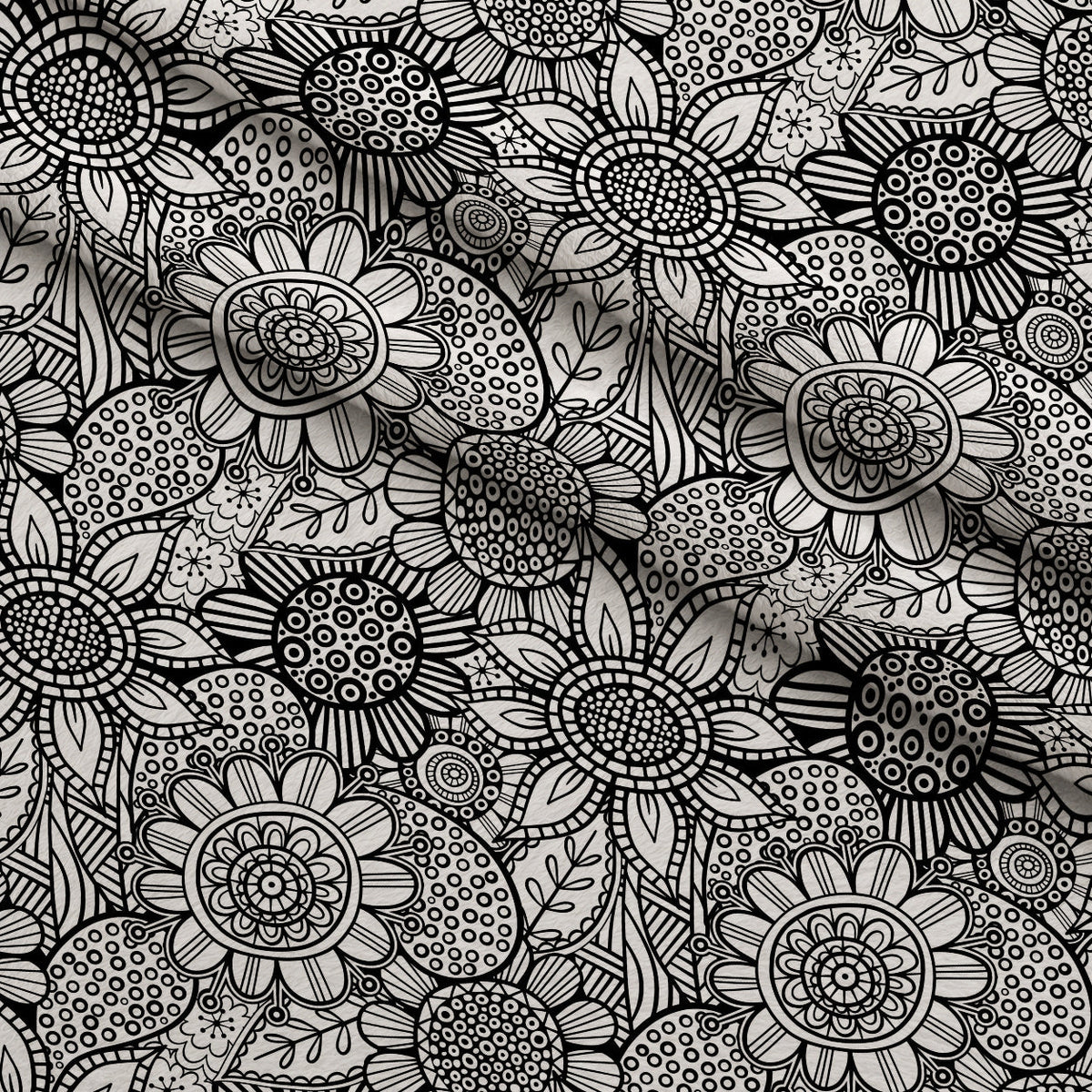 Doodle Garden Pattern 10 Fleece Fabric — fleece fabric folded close-up preview (mv-fleece-v1:lying)